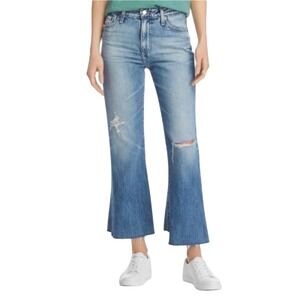 AG‎ Jeans The Quinne Crop High-Rise Cropped Kick Flare Distressed Womens Size 27